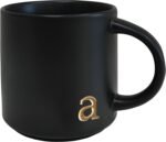 COLLECTIVE HOME - Black Monogram Ceramic Mugs, 15 oz Golden Initial Coffee Cups, Elegant Alphabet Tea Mugs, Personalized Halloween Mug with Gift Box, Perfect for Office and Home Décor (a) - Image 2