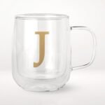 COLLECTIVE HOME - Double Walled Glass Coffee Mugs, Insulated Coffee Mug with Handle, Personalized Gifts for Women, Men, Christmas, 14 oz Monogram Cups (J) - Image 2