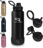 COOLREADY 40 oz Black Stainless Steel Water Bottle – Wide Mouth Insulated Bottle with Straw & Spout Lid, Silicone Boot, Large Leak-Proof Gym Bottle for Men Workout Use - Image 2