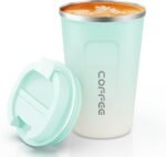 CS COSDDI 12 oz Stainless Steel Vacuum Insulated Tumbler - Coffee Travel Mug Spill Proof with Lid - Coffee Cups for Keep Hot/Ice Coffee,Tea and Beer (blue-white380ML) - Image 2