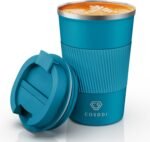 CS COSDDI Stainless Steel Travel Mug 12oz - Vacuum Insulated Coffee Travel Mug Spill Proof with Leakproof Lid - Double Walled Reusable Tumbler Cups for Keep Hot/Ice Coffee,Tea and Beer(Aquamarine) - Image 2