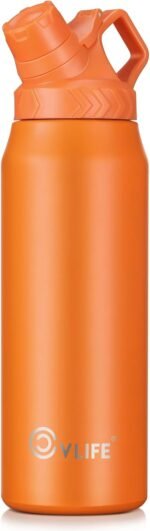 CVLIFE Fast Flow Water Bottle 32 oz Vacuum 24 Hour Cold / 12 Hour Hot Insulated Stainless Steel Slant Spout Cap, Lightweight and Leak Proof for Travel, Sports, Hiking (Orange) - Image 2