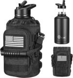 CVLIFE Half Gallon Water Bottle with Straw, 64 oz Insulated Stainless Steel Water Jug, Battle Sports Bottle with Bottle Pouch, Durable Handle, Removable Sleeve for Gym, Hiking, Camping (Black 2 Liter) - Image 2