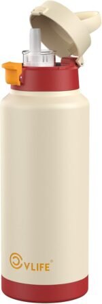 CVLIFE Insulated Stainless Steel Water Bottle with Straw for Sports and Travel, BPA-Free Sports Water Bottle, 32 oz, Strawberry Cream - Image 2