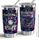 CWEGSJ Bowling Gift This is How I Roll 20oz Tumbler with Lid and Straw Bowling Nutrition Facts Travel Cup Bowling Lover Gift Bowling Team Gifts (Bowling Nutrition Facts) - Image 2