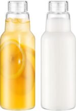 CWHHRN 34 Oz Glass Juice Bottles with Lids, Glass Bottles, BPA Free, Borosilicate Glass for Juicing, Smoothies, Infused Water, Beverage Storage, Shaker Bottles (2 Pack) - Image 2