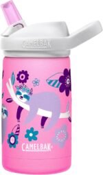 CamelBak Eddy+ Kids Bite Valve Straw Insulated Stainless Steel Water Bottle Flowerchild Sloth, 12oz - Image 2