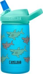 CamelBak Eddy+ Kids Bite Valve Straw Insulated Stainless Steel Water Bottle School of Sharks, 12oz - Image 2