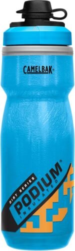 CamelBak Podium Dirt Series Chill Insulated Mountain Bike Squeeze Water Bottle Blue/Orange, 21oz - Image 2