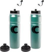 Cannon Sports 28oz Insulated Squeeze Water Bottle with Straw, Leak Proof Lids, 2 lids (Straw and Squeeze), Double Wall Insulation, Wide Mouth, BPA-Free (2 Pack) (Green) - Image 2