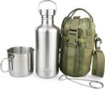 Canteen 42oz Single Wall Water Bottle with 24oz Nested Camping Cup and Carrier Bag, Stainless Steel, Bushcraft Gear, Wide Mouth Water Bottle, Survival Gear, Water Boiler, Self Reliance - Image 2