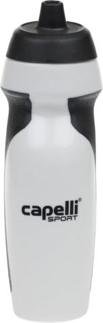 Capelli Sport Sports Water Bottle, Plastic Squeeze Water Bottle with Easy Open Nozzle and Grip Panels, White - Image 2