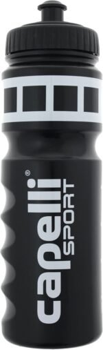 Capelli Sport Squeeze Water Bottle, Plastic Gym Water Bottle with Easy Open Nozzle and Grip Design, 24 oz, Black/White - Image 2