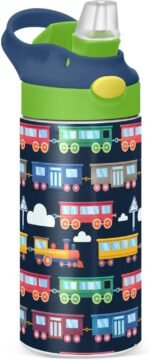 Cartoon Train Cloudscape Insulated Stainless Steel Water Bottle for Kids Toddlers Steel Cup with Straw & Handle Straw Bottle for School Office Travel Sports Gym Boys Girls - Image 2