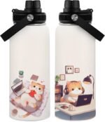 Cats Water Bottle 32oz, Cat Lover Gifts Travel Stainless Steel Tumbler, Keeps Drinks Cold & Hot, Double Wall Vacuum Insulated Coffee Cup, Christmas Birthday Cat Themed Gift for Cats Lover Women - Image 2