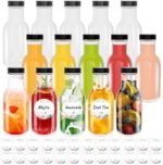Cehomi 8 oz Glass Juice Bottles with Black Lids, Clear Glass Drink Jars for Juicing, Water, Wine, Hot Sauce, 15 Pack Reusable Glass Sauce Bottles Storage Containers - Image 2