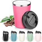 Ceramic Coffee Mug, Ceramic lined tumbler, spill proof cup, Double Wall Powder Coated Insulated Coffee Mug, Stainless Steel Cup for Outdoor, Powder Coated Peach - Image 2