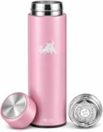 Chandler Stainless Steel Vacuum Bottle 16 OZ – Insulated Travel Bottle for Hot & Cold Coffee, Tea & Beverages – Fits Car Holders – Spill-Free Design - Pink - Image 2