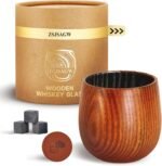 Charred Wooden Whiskey Glass 10oz | Handcrafted Old Fashioned Tumbler with Stones & Coaster | Bourbon Gift Set for Men, Dad, Husband (1 Pack) - Image 2