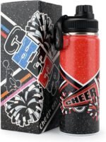 Cheer Water Bottle for Girls 18 oz, Insulated Stainless Steel Sports Bottle with Spout Lid, Cheerleader Gift Bulk for Team, Squad Gifts (Red) - Image 2