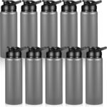 Chengu 10 Pcs 25oz Reusable Aluminum Water Bottle Bulk Lightweight Outdoor Sports Water Bottles Easy Carry Leak Proof for Travel Gym Camping Hiking Fishing, Snap Lid (Gray) - Image 2