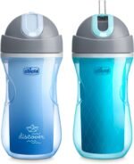 Chicco Flip-Top Straw Cup 9oz | Insulated Toddler Sippy Cup with Soft Silicone Straw | No-Spill Valve | Easy-Clean | BPA-Free | 2pk | For Ages 12+ Months | Blue Discover/Teal - Image 2