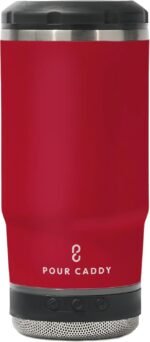 Chill and Brew Bluetooth Speaker Cup, Insulated Can and Bottle Holder for Hot or Cold Drinks, Double Wall Stainless Steel Drinkware, Fits 12 oz Cans or 14 oz Liquid, Red - Image 2