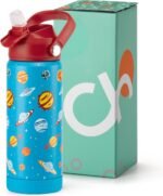 Choco Mocha Kids Water Bottle For School, Kids Insulated Space Water Bottle Stainless Steel for Boys, 18Oz Blue & Red Space - Image 2
