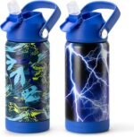 Choco Mocha Kids Water Bottle For School, Kids Insulated Water Bottle Stainless Steel, Girls Water Bottle 14Oz 2 Packs,Mermaid & Dinosaur - Image 2