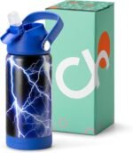 Choco Mocha Kids Water Bottle For School, Kids Insulated Water Bottle Stainless Steel for Boys,14Oz Blue Lightning - Image 2