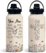 Christian Gifts for Women, 32 Oz You Are Water Bottle with Lid, Religious Faith Inspirational Encouragement Christmas Gift for Women, Christian Tumbler Bible Verse Insulated Coffee Travel Cup, 1 PCS - Image 2