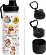 Christian Gifts for Women, Child of God Water Bottle, Inspirational Religions Faith Based Bible Verse Tumbler with 2 Lids & Handle, Anti Slip Silicone Boot, 18 Oz Leak-Proof Bottle for Sports, 1 PCS - Image 2