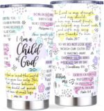 Christian Gifts for Women Faith, Insulated Stainless Steel Tumbler with Bible Verse, Christian Coffee Cup for Mom, Teen Girls - I Am A Child of God - 20oz Jesus Mug for Birthday Mothers Day Christmas - Image 2