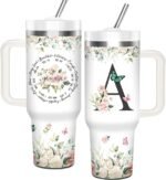 Christian Gifts for Women, Initial A Tumbler 40Oz with Handle and Straw for Women, Religious Inspirational Gifts for Woman Christmas - Image 2