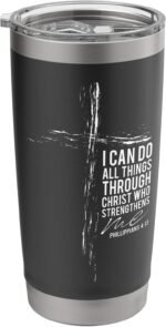 Christian Verse Philippians 4:13 Cross Coffee Tumbler 20 oz Stainless Steel Insulated Tumbler - Image 2