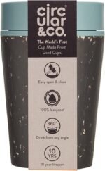 Circular and Co Leakproof Reusable Coffee Cup 8oz/227ml - The World's First Travel Mug Made from Recycled Coffee Cups, 100% Leak-Proof, Sustainable & Insulated. (Black & Faraway Blue) - Image 2