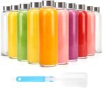 Clear Glass Bottles with Lids 18 oz, Reusable Glass Water Bottles with Stainless Steel Cap for Juicing, Refrigerator,100% Leak Proof, BPA Free, Juice Water Bottle Set of 10 - Image 2