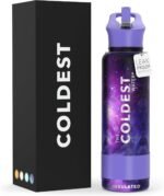 Coldest Insulated Water Bottle with Straw Lid - Stainless Steel Metal Insulated Bottle for Men & Women (Astro Purple, 40 oz) - Image 2