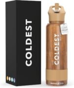 Coldest Insulated Water Bottle with Straw Lid - Stainless Steel Metal Insulated Bottle for Men & Women (Executive Wood, 40 oz) - Image 2
