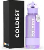 Coldest Insulated Water Bottle with Straw Lid - Stainless Steel Metal Insulated Bottle for Men & Women (Purple Glitter, 32 oz) - Image 2