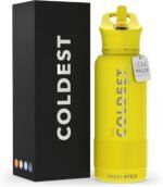 Coldest Insulated Water Bottle with Straw Lid - Stainless Steel Metal Insulated Bottle for Men & Women (Solar Yellow, 32 oz) - Image 2