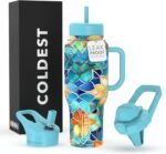 Coldest Tumbler with Handle and Straw, 100% Leak Proof Insulated Tumbler with Lid and Straw (3 Lids), Stainless Steel Tumblers for Women & Men, Cup Holder Friendly, 36 oz (Morrocan Vibes) - Image 2