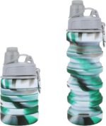 Collapsible Water Bottle for Adults, Boys, Students, Kids, Reusable Silicone Foldable Water Bottles for Travel Camping Hiking, Portable Sports Water Bottle, Gray & Green - Image 2