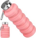 Collapsible Water Bottles, Reuseable BPA Free Silicone Foldable Water Bottle 16oz, Lightweight Leakproof Portable Travel Water Bottles for Traveling Camping Hiking Sports(Pink) - Image 2