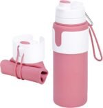 Collapsible Water Bottles for Travel - 26oz BPA-Free Foldable with Carabiner, Lightweight Leak-Proof Design, Portable Reusable Bottle for Hiking, Airplane, Camping (Pink) - Image 2