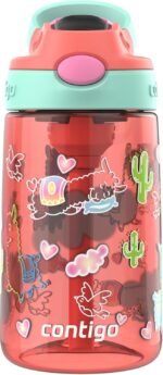 Contigo Autospout Kids Water Bottle, 14oz, Pack of 1, Coral/Llamas - Image 2