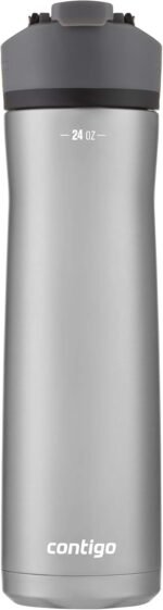 Contigo Cortland Chill 2.0 Vacuum-Insulated Stainless Steel Water Bottle, Spill-Proof Sip Technology, Interchangeable Lid, 24oz, Steel/Licorice, Perfect for Fitness Travel Everyday Use - Image 2