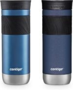 Contigo SNAPSEAL Insulated Stainless Steel Travel Mug with Grip 20oz. Blue Corn Transparent Satin & Midnight Berry - Image 2