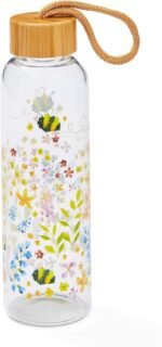 Cooksmart 500ml Glass Water Bottle | Eco Friendly Glass Bottle With Lid & Carry Handle | Glass Bottles For Office, Sports or On The Go - Bee Happy - Image 2