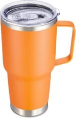 Cool Yoleb 30 oz Tumbler with Handle and Lid, Stainless Steel Tumblers Double Wall Vacuum Insulated Travel Mug Leak Proof Cup Keep Drinks Cold and Hot Orange, 1 Pack - Image 2